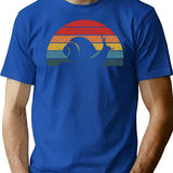 Vintage Retro Sunset Snail T-Shirt for Men & Women, T-Shirts Graphic Tee - Blue