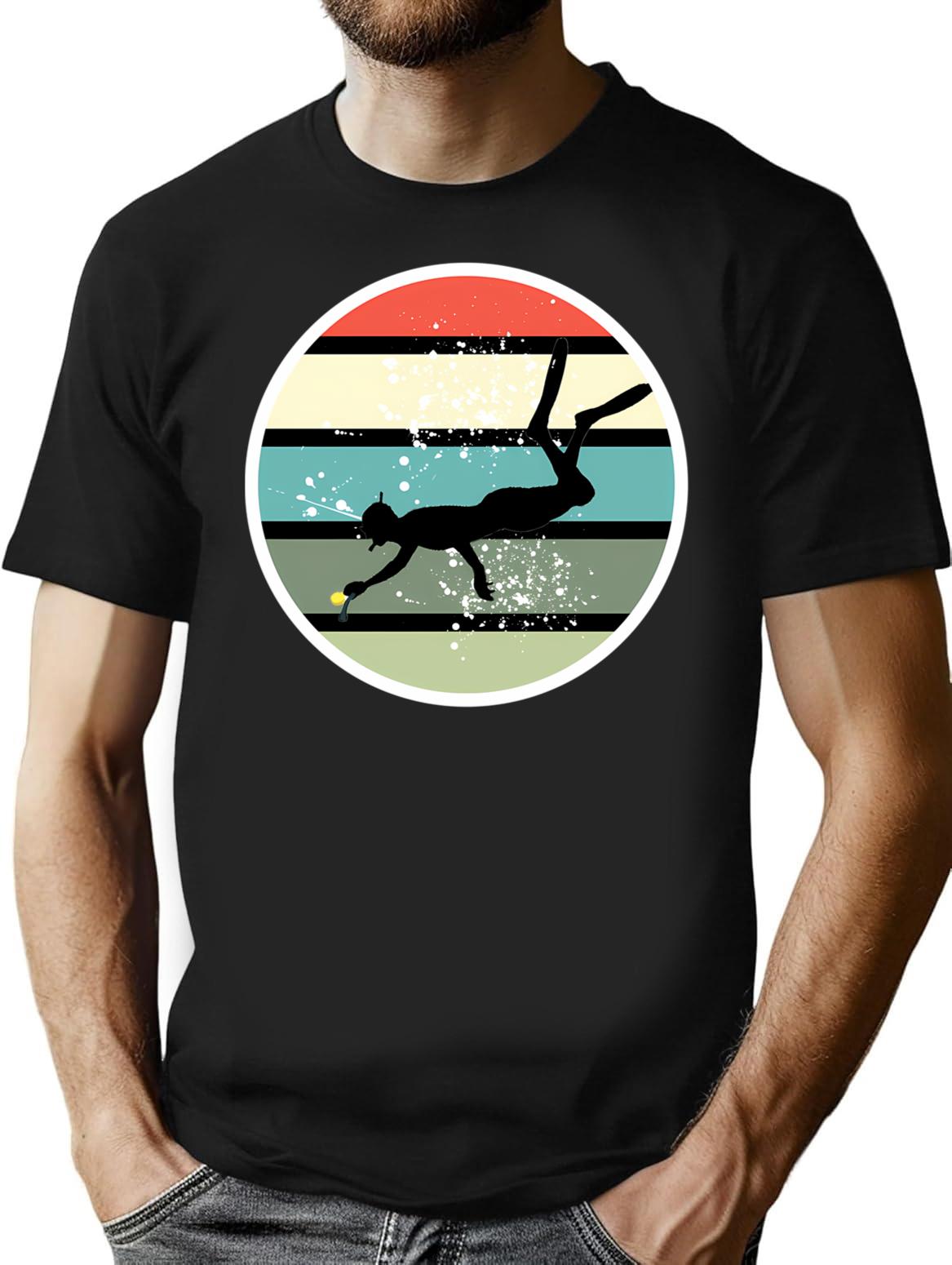 Vintage Retro Underwater Hockey Logo (Octopush) T-Shirt for Men & Women, T-Shirts Graphic Tee - Black