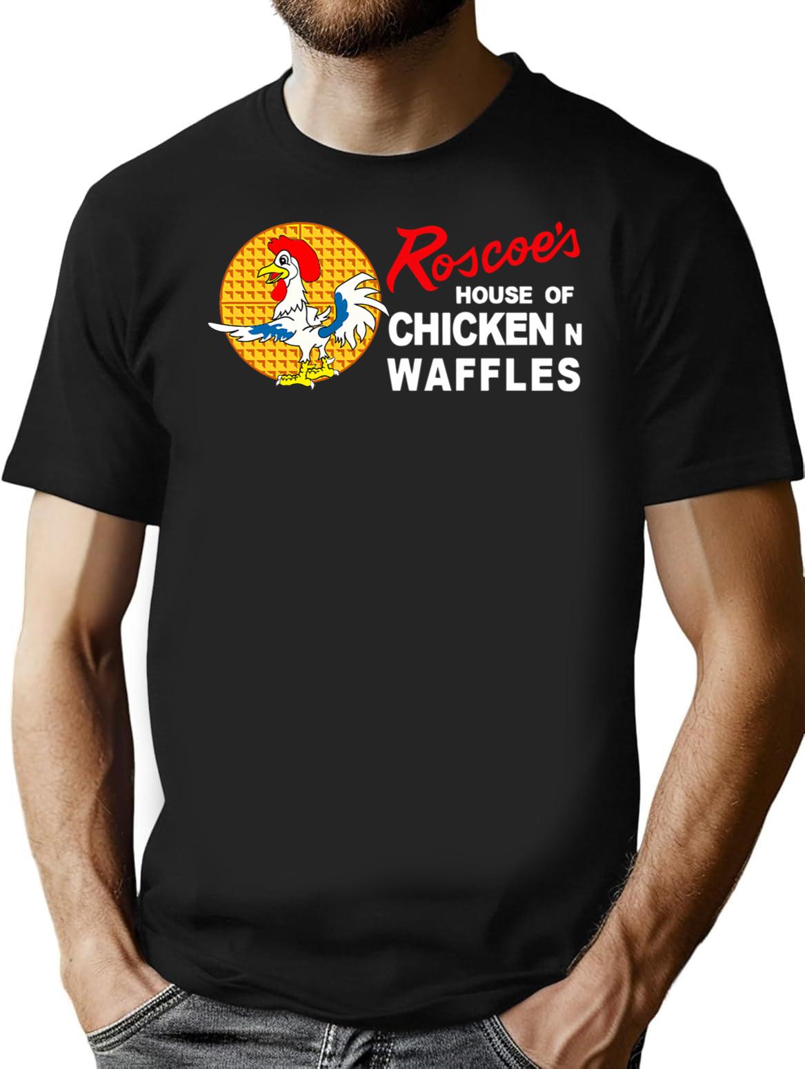 Vintage Roscoe'S House Of Chicken 'N Waffles Restaurant Design T-Shirt for Men & Women, T-Shirts Graphic Tee - Black