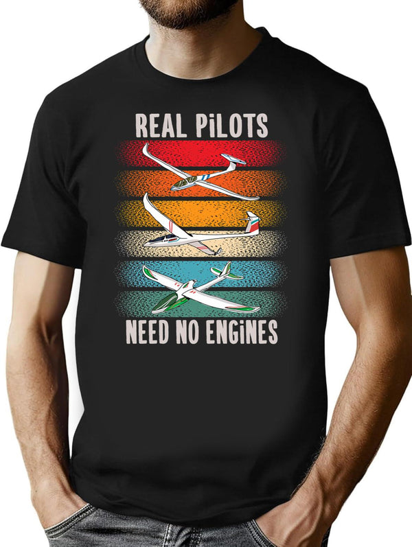 Vintage Sailplane Pilot Gliding Gift For Gliders T-Shirt for Men & Women, T-Shirts Graphic Tee - Black