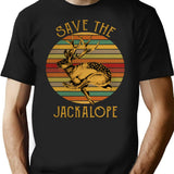 Vintage Save The Jackalope Funny Rabbit With Horn T-Shirt T-Shirt for Men & Women, T-Shirts Graphic Tee - Black