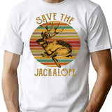 Vintage Save The Jackalope Funny Rabbit With Horn T-Shirt T-Shirt for Men & Women, T-Shirts Graphic Tee - White