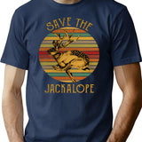 Vintage Save The Jackalope Funny Rabbit With Horn T-Shirt T-Shirt for Men & Women, T-Shirts Graphic Tee - Navy