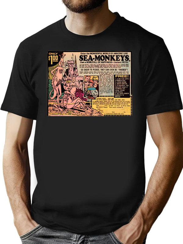 Vintage Sea Monkeys Ad - 1971 T-Shirt for Men & Women, T-Shirts Graphic Tee - Black