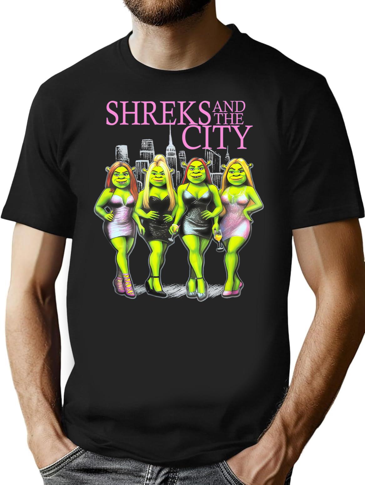 Vintage Shreks And The City T-Shirt for Men & Women, T-Shirts Graphic Tee - Black