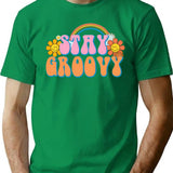 Vintage Stay Groovy Retro Hippie Funny T-Shirt for Men & Women, T-Shirts Graphic Tee - Green
