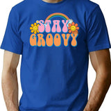 Vintage Stay Groovy Retro Hippie Funny T-Shirt for Men & Women, T-Shirts Graphic Tee - Blue