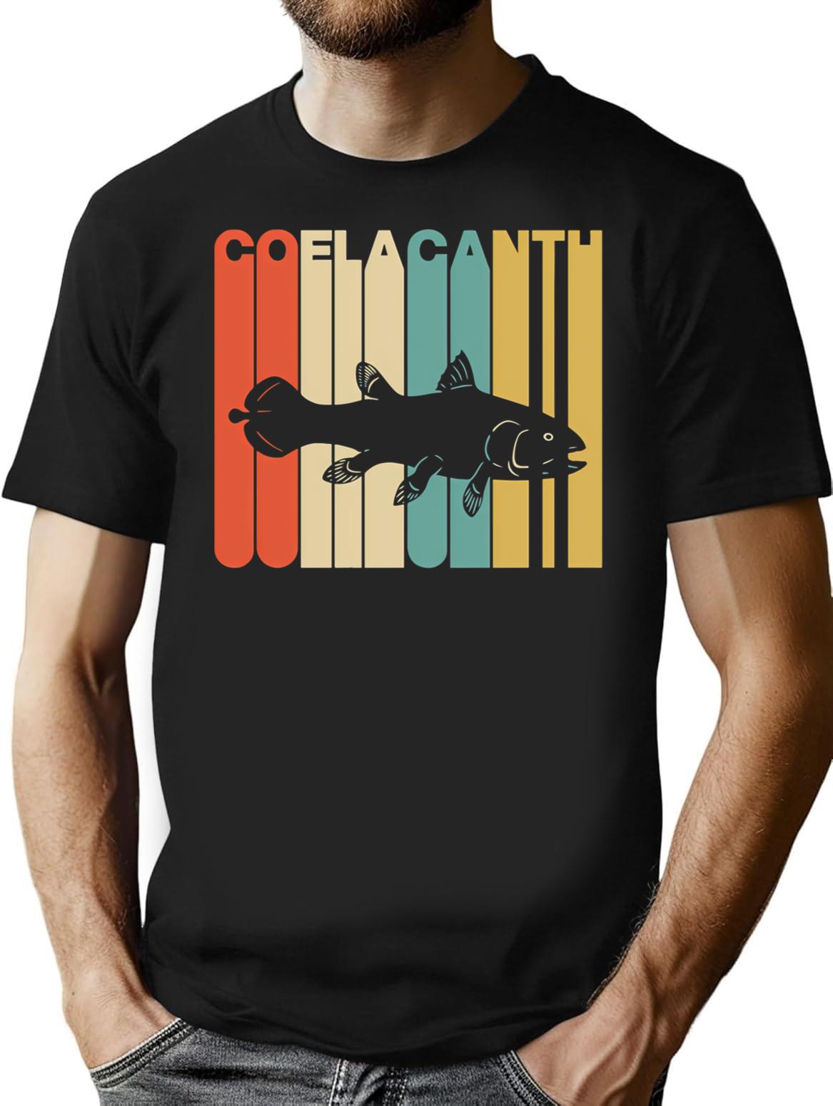 Vintage Style Coelacanth Silhouette Shirt T-Shirt for Men & Women, T-Shirts Graphic Tee - Black