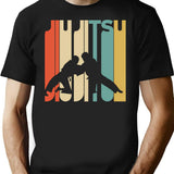Vintage Style Jiu Jitsu Silhouette Shirt T-Shirt for Men & Women, T-Shirts Graphic Tee - Black