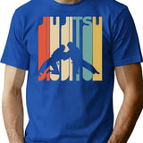 Vintage Style Jiu Jitsu Silhouette Shirt T-Shirt for Men & Women, T-Shirts Graphic Tee - Blue