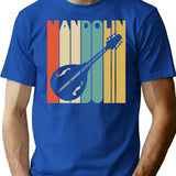 Vintage Style Mandolin Silhouette Shirt T-Shirt for Men & Women, T-Shirts Graphic Tee - Blue