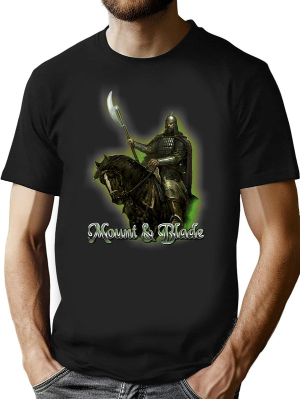 Vintage Style Mount Blade Warband Print T-Shirt for Men & Women, T-Shirts Graphic Tee - Black