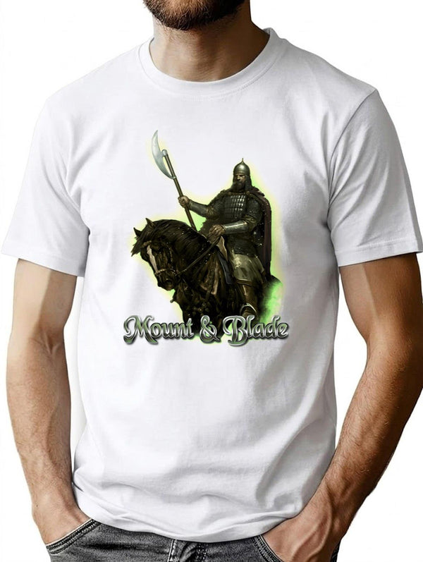 Vintage Style Mount Blade Warband Print T-Shirt for Men & Women, T-Shirts Graphic Tee - White