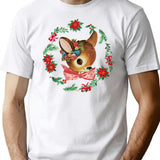 Vintage Style Reindeer T-Shirt for Men & Women, T-Shirts Graphic Tee - White