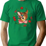 Vintage Style Reindeer T-Shirt for Men & Women, T-Shirts Graphic Tee - Green