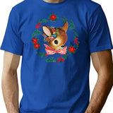 Vintage Style Reindeer T-Shirt for Men & Women, T-Shirts Graphic Tee - Blue