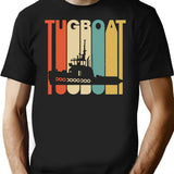 Vintage Style Tugboat Silhouette Shirt T-Shirt for Men & Women, T-Shirts Graphic Tee - Black