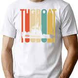 Vintage Style Tugboat Silhouette Shirt T-Shirt for Men & Women, T-Shirts Graphic Tee - White