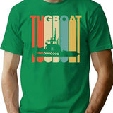 Vintage Style Tugboat Silhouette Shirt T-Shirt for Men & Women, T-Shirts Graphic Tee - Green