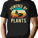 Vintage Sunset Powered By Plants Animal Lover Vicious Vegan T-Shirt for Men & Women, T-Shirts Graphic Tee - Black