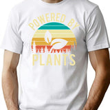 Vintage Sunset Powered By Plants Animal Lover Vicious Vegan T-Shirt for Men & Women, T-Shirts Graphic Tee - White