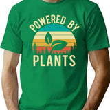 Vintage Sunset Powered By Plants Animal Lover Vicious Vegan T-Shirt for Men & Women, T-Shirts Graphic Tee - Green