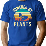 Vintage Sunset Powered By Plants Animal Lover Vicious Vegan T-Shirt for Men & Women, T-Shirts Graphic Tee - Blue