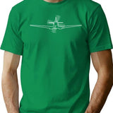Vintage Supermarine Spitfire Fighter Aircraft In Flight Outline Graphic (White) T-Shirt for Men & Women, T-Shirts Graphic Tee - Green
