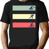 Vintage Swim Bike Run Triathlon T-Shirt Tee Gift T-Shirt for Men & Women, T-Shirts Graphic Tee - Black