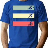 Vintage Swim Bike Run Triathlon T-Shirt Tee Gift T-Shirt for Men & Women, T-Shirts Graphic Tee - Blue