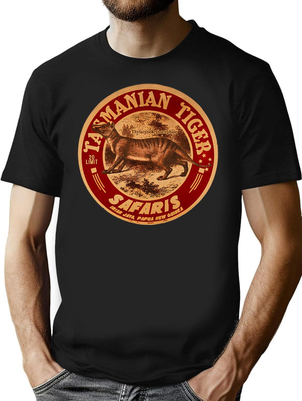 Vintage Tasmanian Tiger Safari T-Shirt for Men & Women, T-Shirts Graphic Tee - Black