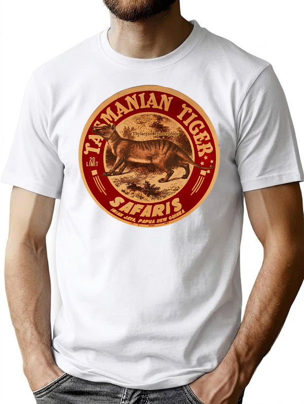 Vintage Tasmanian Tiger Safari T-Shirt for Men & Women, T-Shirts Graphic Tee - White