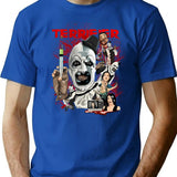 Vintage Terrifier Clown T-Shirt for Men & Women, T-Shirts Graphic Tee - Blue