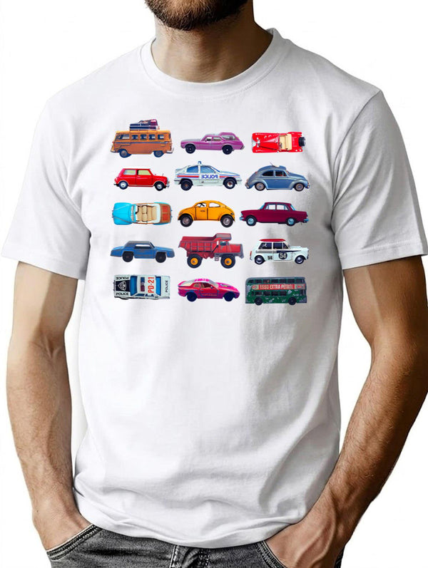 Vintage Toy Cars T-Shirt for Men & Women, T-Shirts Graphic Tee - White