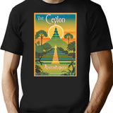 Vintage Travel Art Print Government Travel Bureau Colombo Ceylon Anuradhapura Stupa (200 Bc) T-Shirt for Men & Women, T-Shirts Graphic Tee - Black