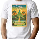 Vintage Travel Art Print Government Travel Bureau Colombo Ceylon Anuradhapura Stupa (200 Bc) T-Shirt for Men & Women, T-Shirts Graphic Tee - White
