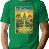 Vintage Travel Art Print Government Travel Bureau Colombo Ceylon Anuradhapura Stupa (200 Bc) T-Shirt for Men & Women, T-Shirts Graphic Tee - Green