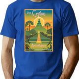 Vintage Travel Art Print Government Travel Bureau Colombo Ceylon Anuradhapura Stupa (200 Bc) T-Shirt for Men & Women, T-Shirts Graphic Tee - Blue