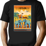 Vintage Travel Art Print The Trunk Route Of The Orient Fly To Ceylon With Boac T-Shirt for Men & Women, T-Shirts Graphic Tee - Black