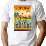 Vintage Travel Art Print The Trunk Route Of The Orient Fly To Ceylon With Boac T-Shirt for Men & Women, T-Shirts Graphic Tee - White