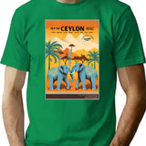 Vintage Travel Art Print The Trunk Route Of The Orient Fly To Ceylon With Boac T-Shirt for Men & Women, T-Shirts Graphic Tee - Green