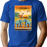 Vintage Travel Art Print The Trunk Route Of The Orient Fly To Ceylon With Boac T-Shirt for Men & Women, T-Shirts Graphic Tee - Blue