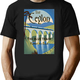 Vintage Travel Art Print Visit Ceylon The Blue Train Kandy To Ella T-Shirt for Men & Women, T-Shirts Graphic Tee - Black