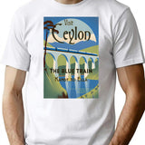 Vintage Travel Art Print Visit Ceylon The Blue Train Kandy To Ella T-Shirt for Men & Women, T-Shirts Graphic Tee - White
