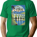 Vintage Travel Art Print Visit Ceylon The Blue Train Kandy To Ella T-Shirt for Men & Women, T-Shirts Graphic Tee - Green