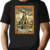 Vintage Travel Art Ta Prohm Temple At Angkor Cambodia T-Shirt for Men & Women, T-Shirts Graphic Tee - Black