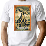 Vintage Travel Art Ta Prohm Temple At Angkor Cambodia T-Shirt for Men & Women, T-Shirts Graphic Tee - White