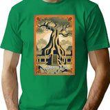 Vintage Travel Art Ta Prohm Temple At Angkor Cambodia T-Shirt for Men & Women, T-Shirts Graphic Tee - Green
