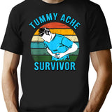 Vintage Tummy Ache Survivor T-Shirt for Men & Women, T-Shirts Graphic Tee - Black