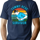 Vintage Tummy Ache Survivor T-Shirt for Men & Women, T-Shirts Graphic Tee - Navy